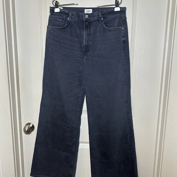 Citizens of Humanity Paloma Hi- Rise Wide Leg Baggy Black Jeans, Size 31